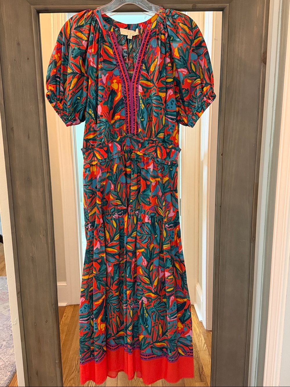 Pinch Brand Blue Frilled Tiered Maxi Dress Size Small